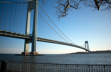 Verrazano Narrows Bridge connecting the New York City boroughs of Brooklyn and Richmond (Staten...