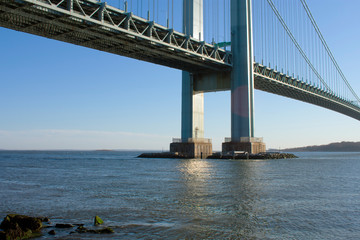 Verrazano Narrows Bridge connecting the New York City boroughs of Brooklyn and Richmond (Staten Island) viewed from Brooklyn.