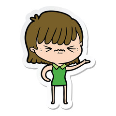 sticker of a annoyed cartoon girl