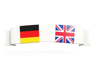 Banner with two square flags of Germany and united kingdom