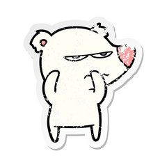 distressed sticker of a angry bear polar cartoon