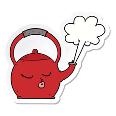 sticker of a cartoon boiling kettle