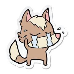 sticker of a cartoon crying wolf