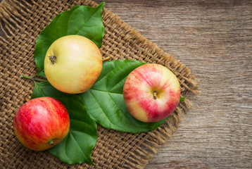 Top view of apple in home kitchen 