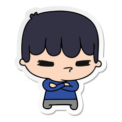 sticker cartoon of a kawaii cute cross boy