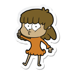 sticker of a cartoon whistling girl