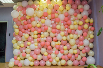 Wall made of colorful balloons