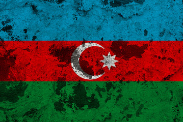 azerbaijan flag on old wall