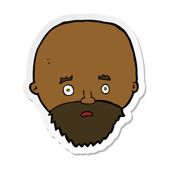 sticker of a cartoon shocked man with beard