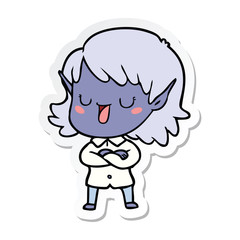 sticker of a cartoon elf girl