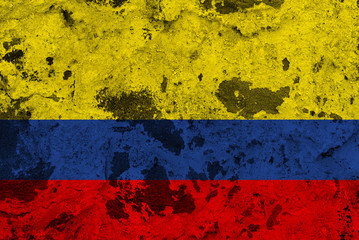 colombia flag on old wall