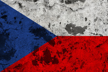 Czech Republic flag on old wall