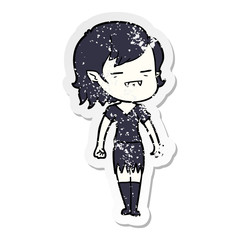 distressed sticker of a cartoon undead vampire girl