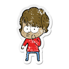 distressed sticker of a cartoon woman