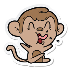 sticker of a crazy cartoon monkey