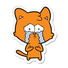Obraz na płótnie Canvas sticker of a cat crying cartoon