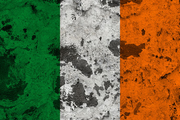 Ireland flag on old wall