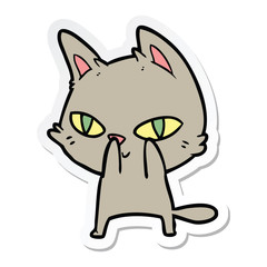 sticker of a cartoon cat staring