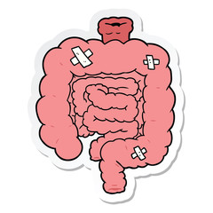 sticker of a cartoon repaired intestines