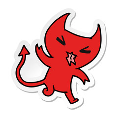 sticker cartoon of a kawaii cute demon