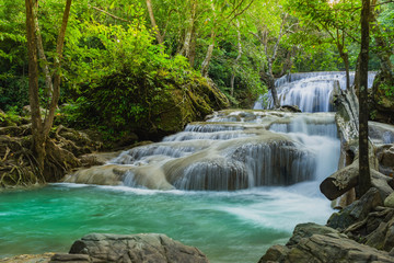 Beautiful scenery of Erawan Waterfall in Kanchanaburi,Thailand.