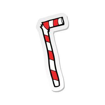 Sticker Of A Cartoon Stripey Straw