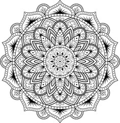 Black and white Mandala. Vector ornament. Decorative ornament in ethnic oriental style