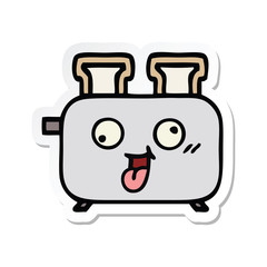 Fototapeta premium sticker of a cute cartoon of a toaster