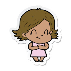 sticker of a cartoon friendly girl