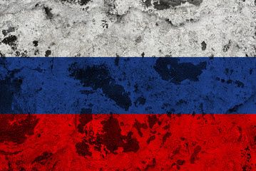 russia flag on old wall