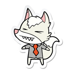 sticker of a angry wolf boss cartoon