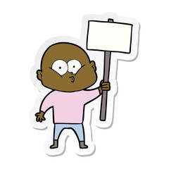 sticker of a cartoon bald man staring