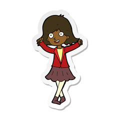 sticker of a cartoon happy girl