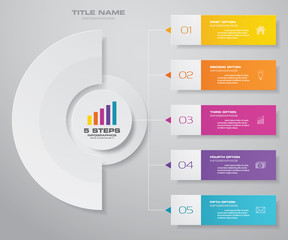 5 steps infographics chart design element. For data presentation.	