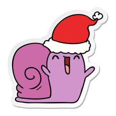 christmas sticker cartoon of kawaii snail