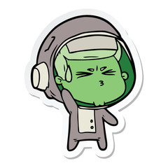sticker of a cartoon stressed astronaut