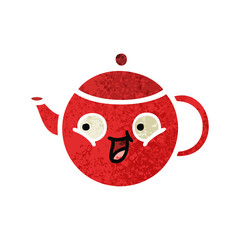 retro illustration style cartoon teapot