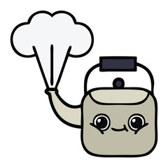 cute cartoon steaming kettle
