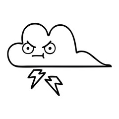 line drawing cartoon storm cloud