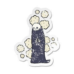 retro distressed sticker of a cartoon spooky ghoul