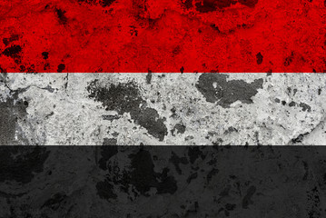 yemen flag on old wall