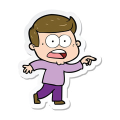 sticker of a cartoon shocked man