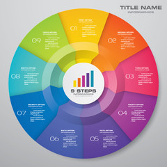 9 steps cycle chart infographics elements for data presentation. EPS 10.