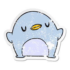 distressed sticker cartoon kawaii of a cute penguin