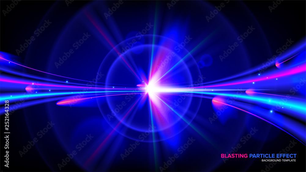 Poster illustration of particle acceleration with explosive effect. it is suitable for being as a backgroun