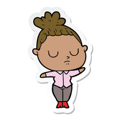 sticker of a cartoon calm woman