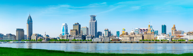 Fototapeta na wymiar Panorama of Shanghai Bund..