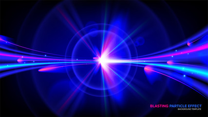Illustration of particle acceleration with explosive effect. It is suitable for being as a background or template in science or technology related theme. 