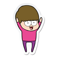 sticker of a happy cartoon boy