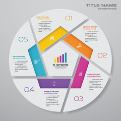5 steps cycle chart infographics elements for data presentation. EPS 10.